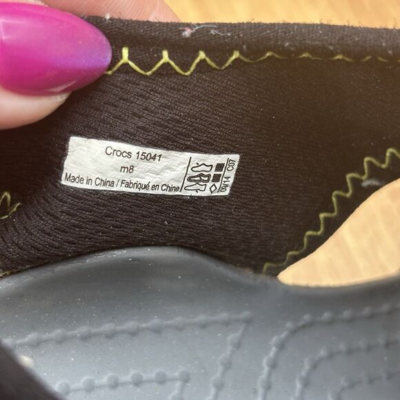 Crocs Swiftwater Mens Size 8 Deck Sandals Shoes Black‎ Gray Mesh main image 4